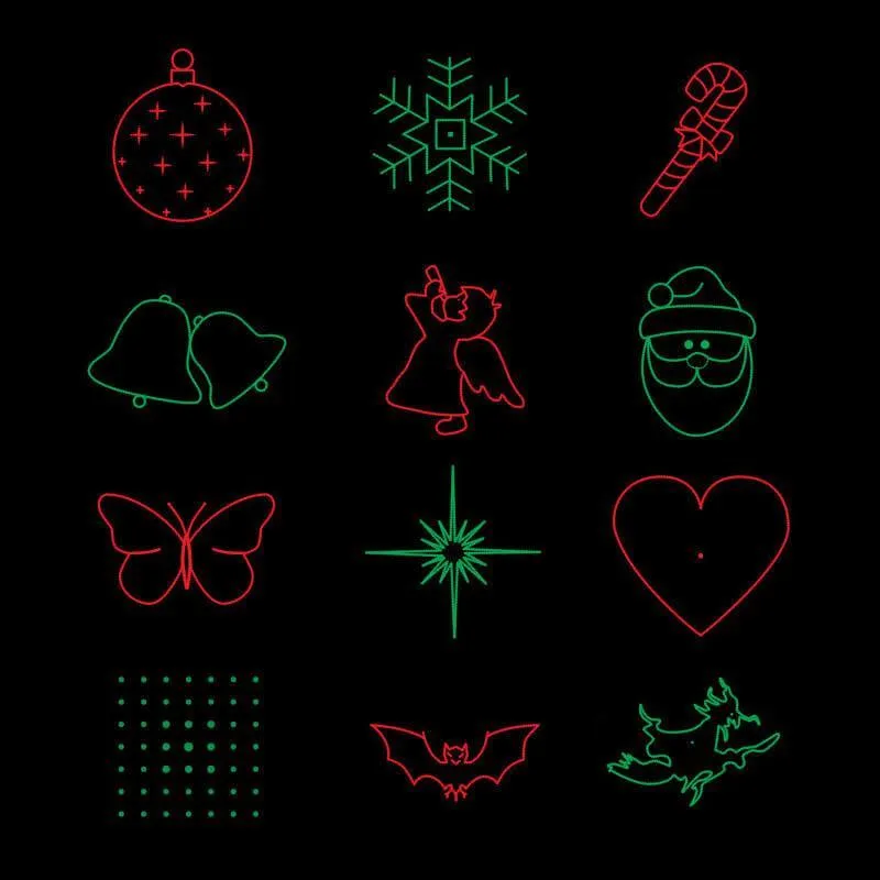 Night Stars Dual Moving 12 Pattern Red & Green Laser Projector with Remote