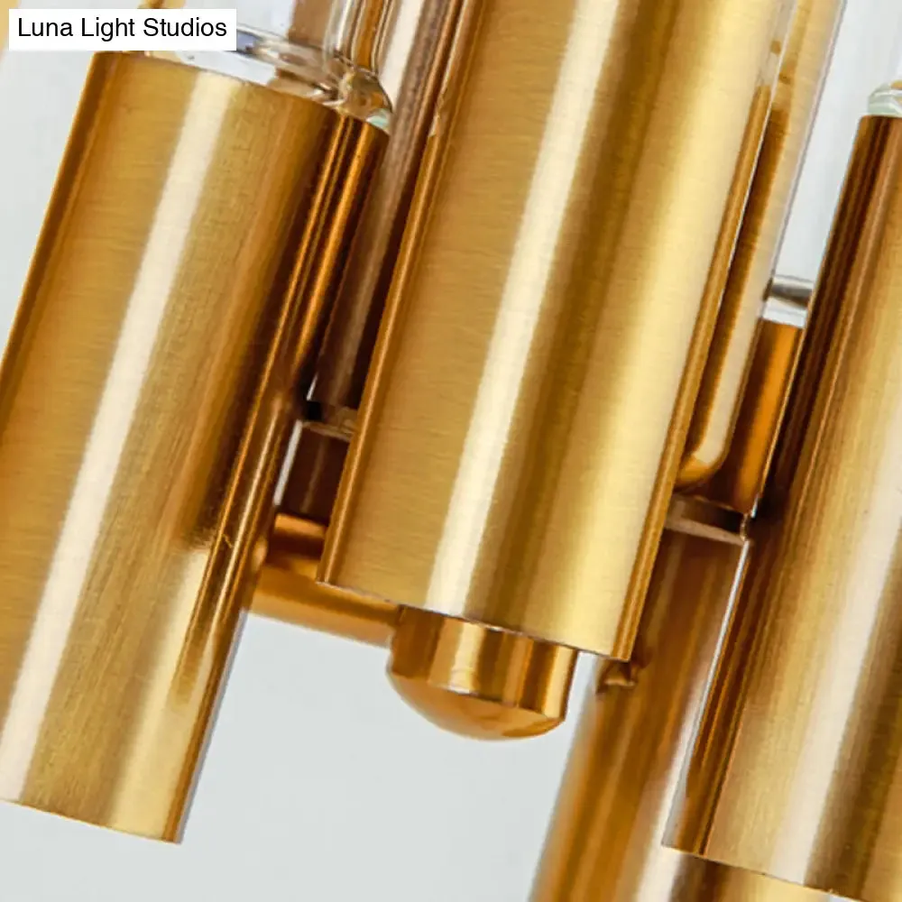 Nordic Gold Tube Wall Mount Sconce Light Fixture - 1 Head, Clear Glass - Ideal for Living Room