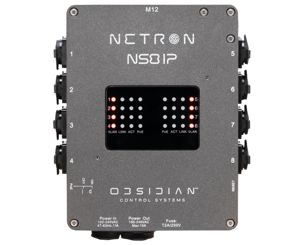 Obsidian NS8 IP IP65 8 Port Network Switch