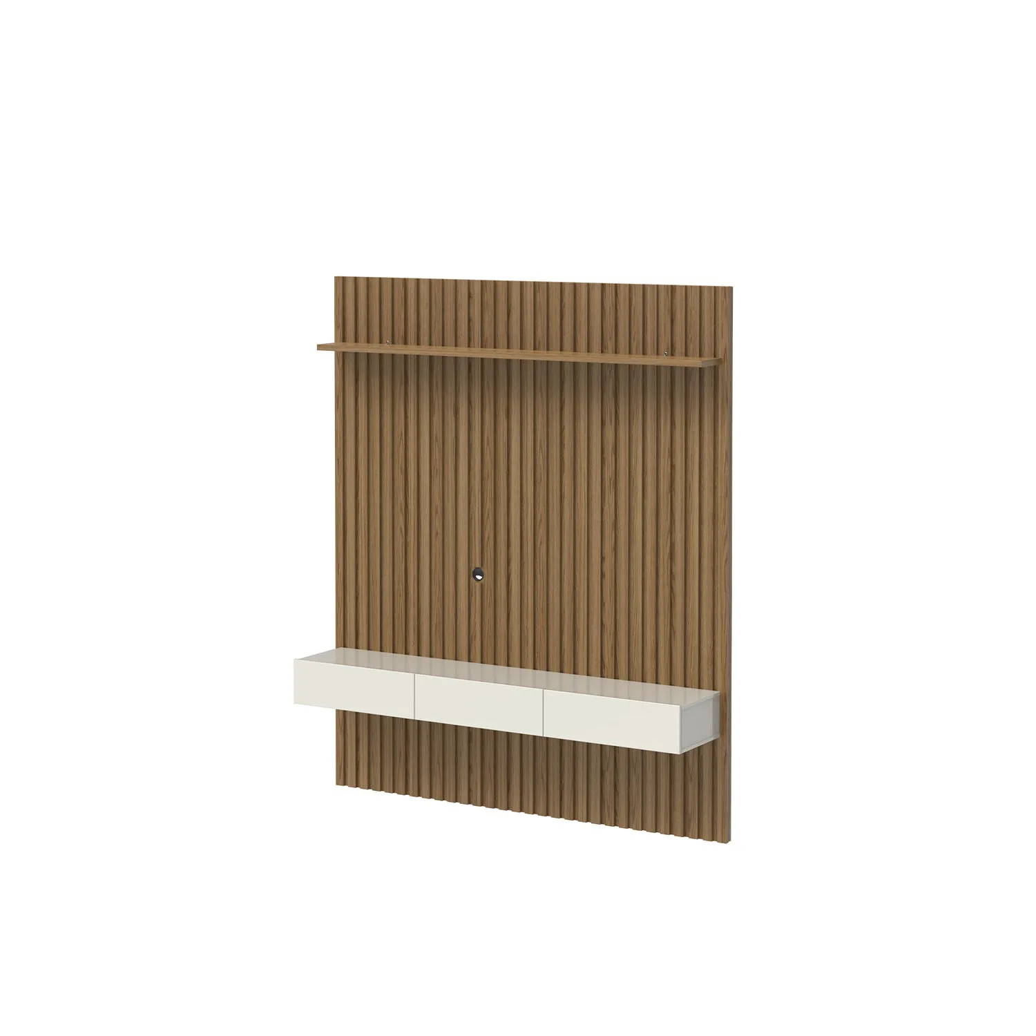 Painel Ripado para TV até 75” 1 Prateleira 3 Portas Aspen 187 cm - Freijó c/ Off White Fosco
