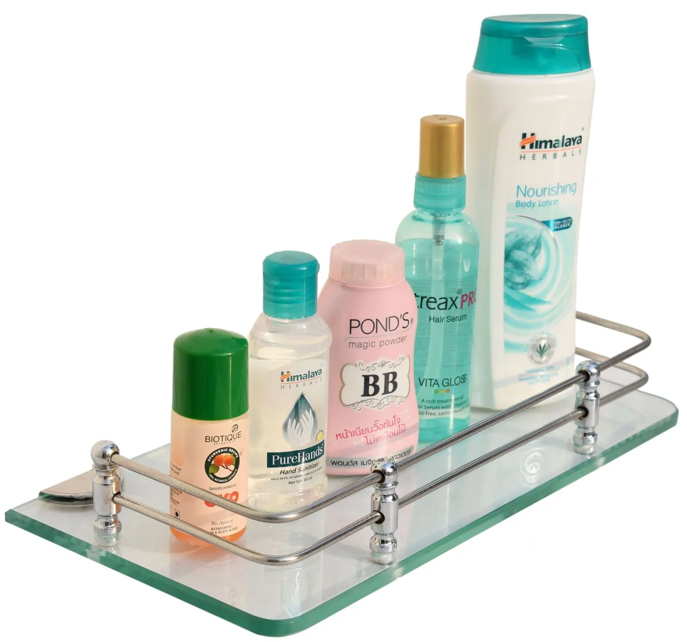 Planet Premium Glass Bathroom Shelf/Kitchen Shelf/Bathroom Accessories For Home (Glossy 12x6In,Transparent)