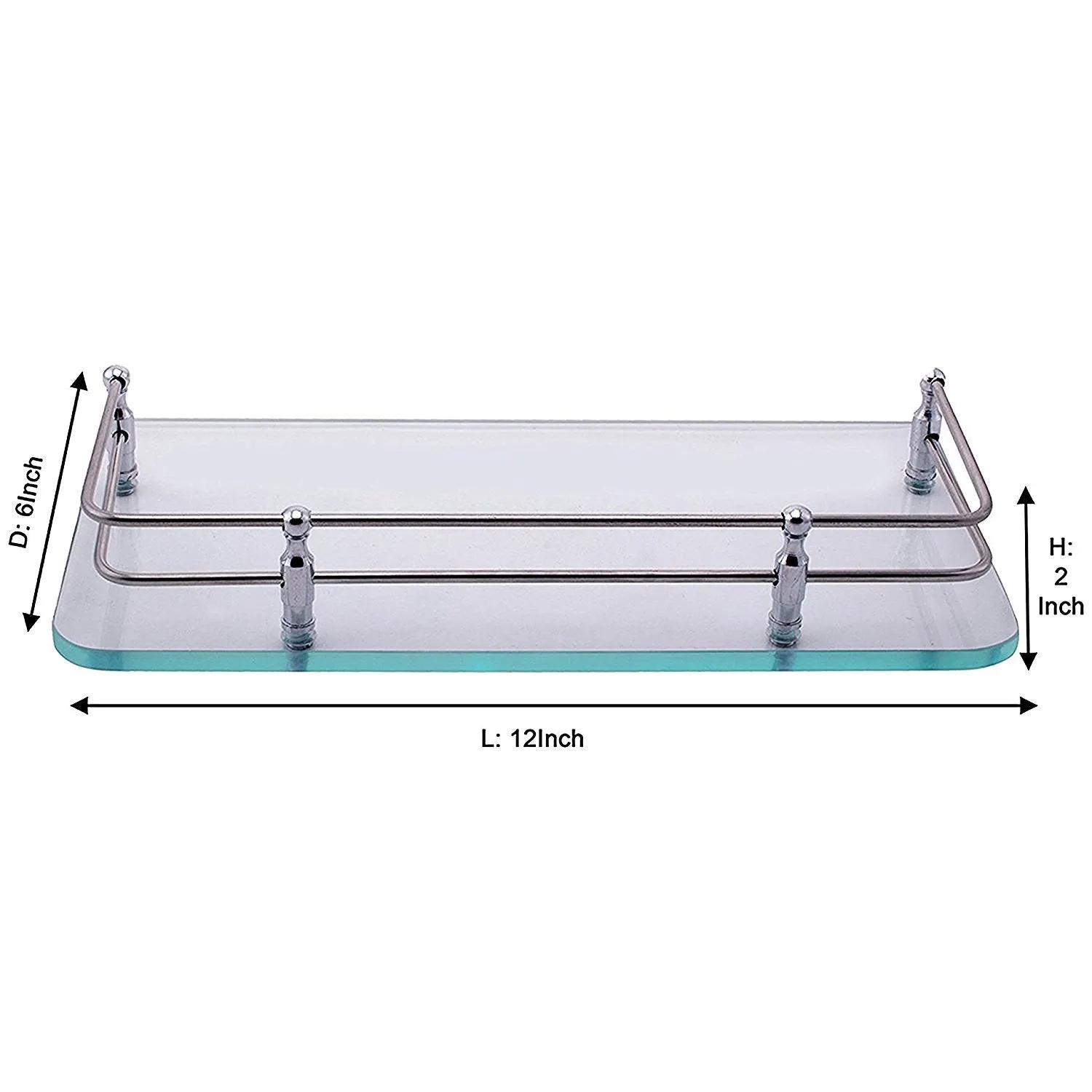 Planet Premium Glass Bathroom Shelf/Kitchen Shelf/Bathroom Accessories For Home (Glossy 12x6In,Transparent)