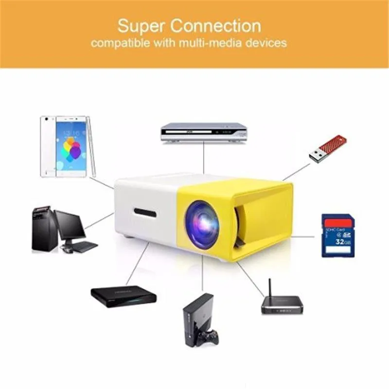 Portable Mini LED Projector YG300-YELLOW