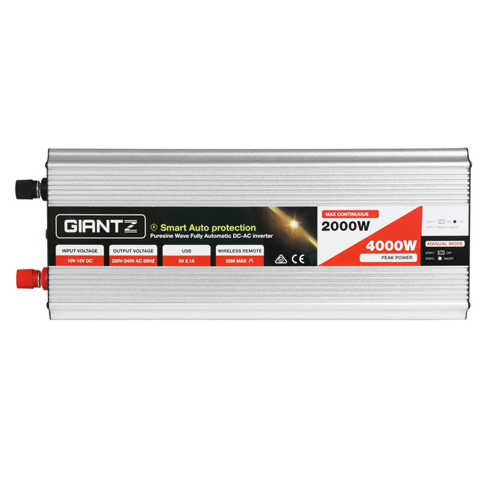 Power Inverter 2000W or 4000W Pure Sine Wave 12V-240V Camping Boat Caravan