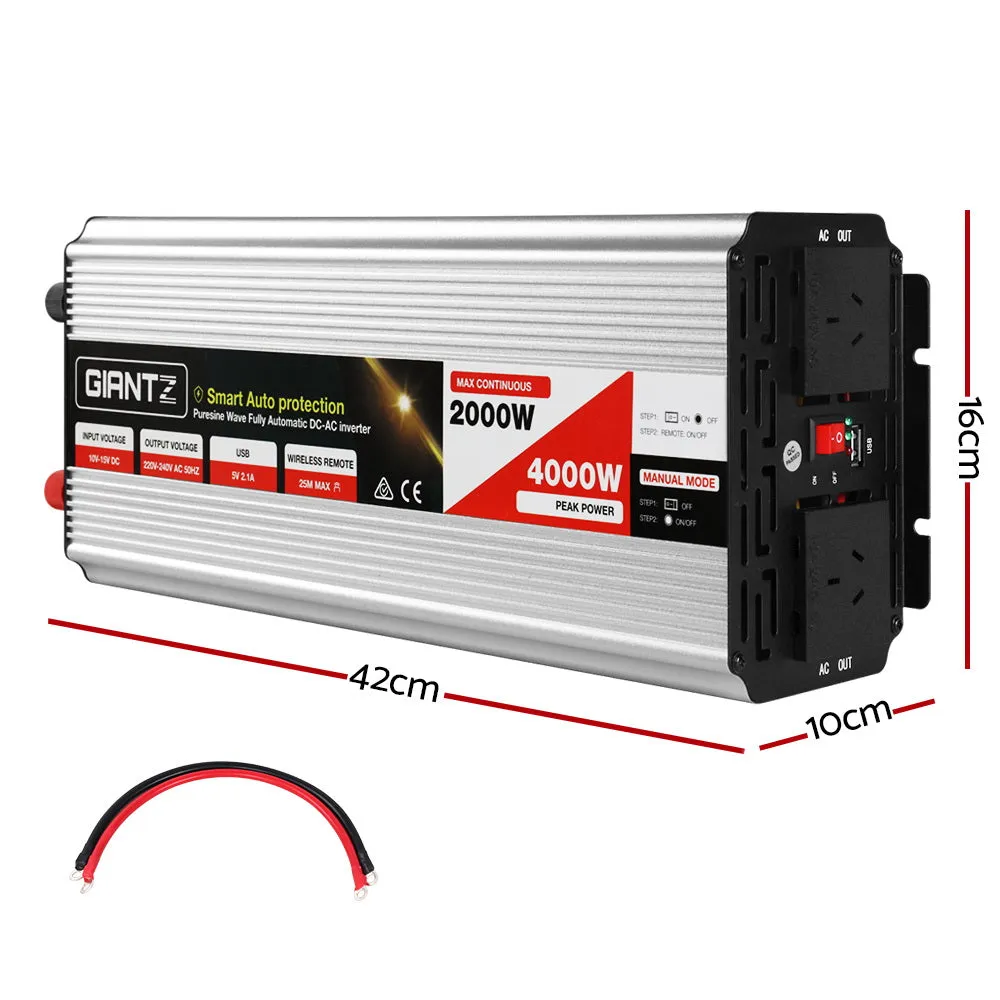 Power Inverter 2000W or 4000W Pure Sine Wave 12V-240V Camping Boat Caravan