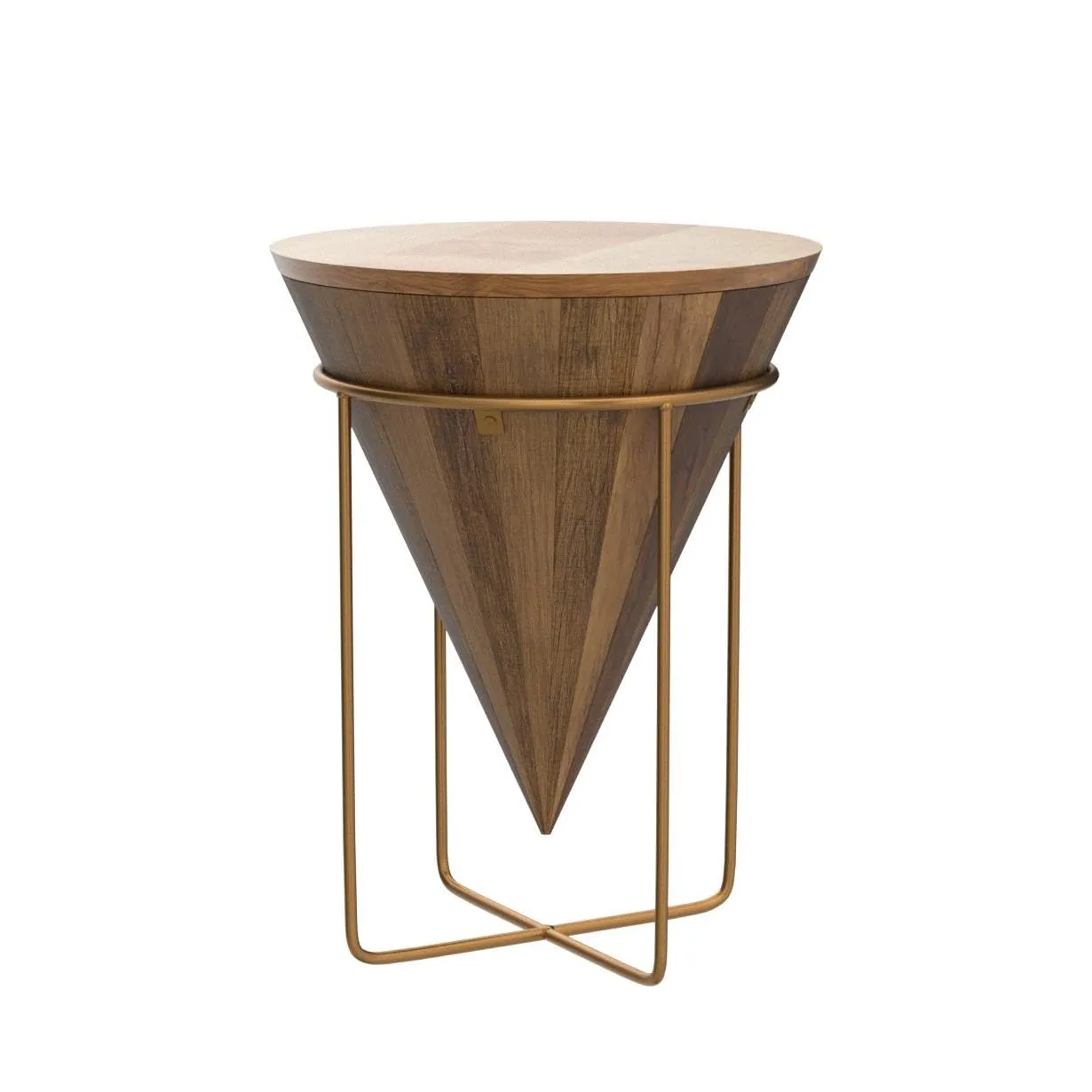 Priti Wooden Coffee Table Living Room Table Solid Wood in Conical Shape | Wooden Surface Top & Sturdy Metal Legs Industrial Sofa Table for Living Room Modern Design Home Furniture