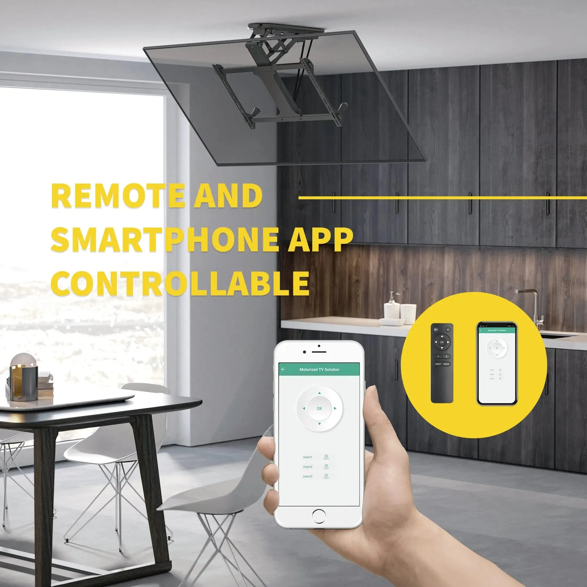 ProMounts Motorized Ceiling TV Mount for TVs 32" - 70" Up to 77 lbs with Smart App and Remote Control