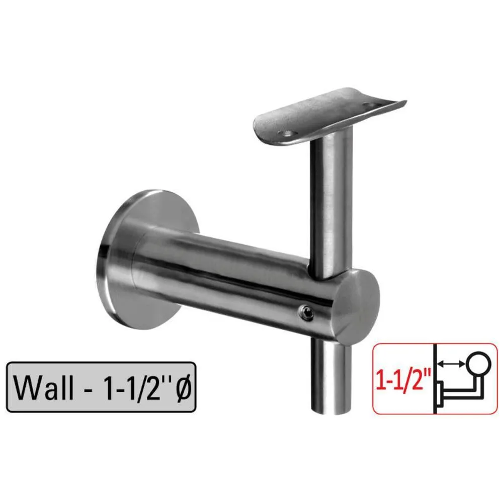 Q-Railing Bracket For Round Profile Handrail (Round Profile, Height Adjustable, Wall Mount,1-1/2'' clearance distance) (1-1/2'' Diameter)