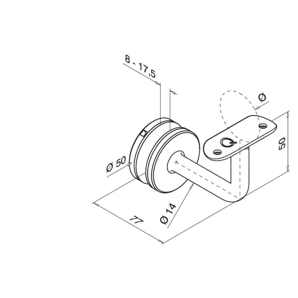 Q-railing Bracket For Round Profile Handrail (Round Profile, Non-adjustable, Wall Mount) (2" tubing)