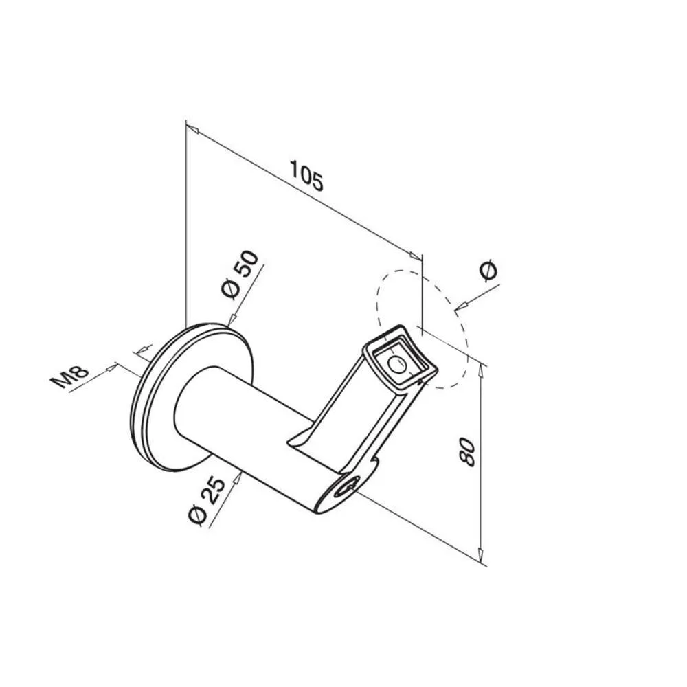 Q-railing Premium Concealed Screw Handrail Bracket for Round Handrail - Wall Mount