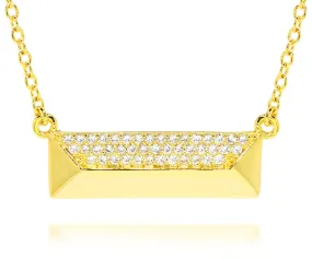 Rectangle Pavé Crystal Gold Necklace