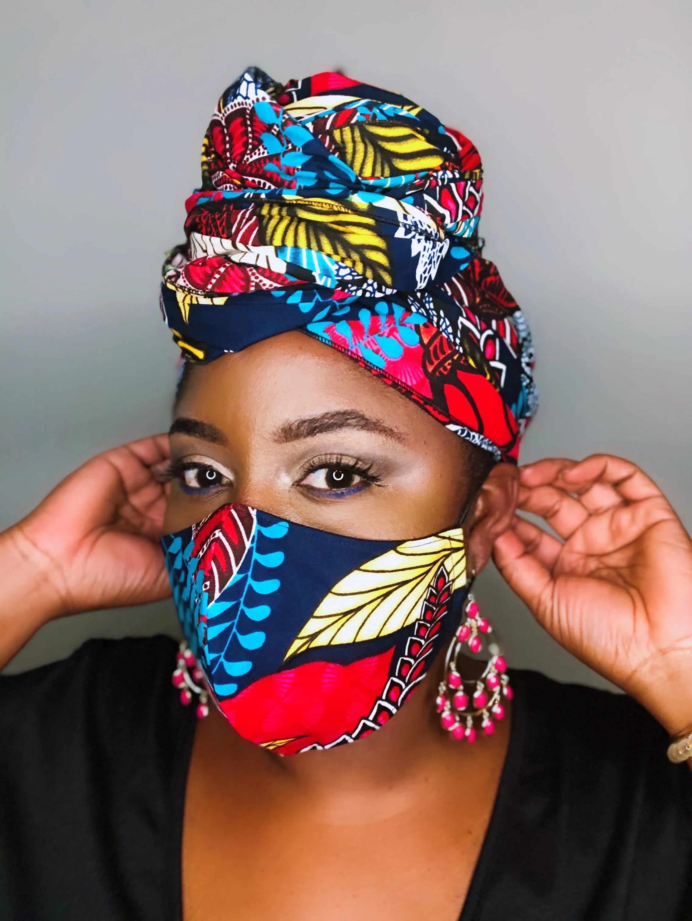 Reversible Fashion Mask and Head Wrap Set