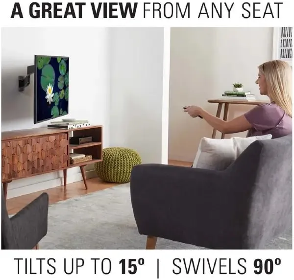 Sanus VSF716B2 Premium Full Motion TV Wall Mount for 19"-43" TVs, Swivel 90° / -90° - Black
