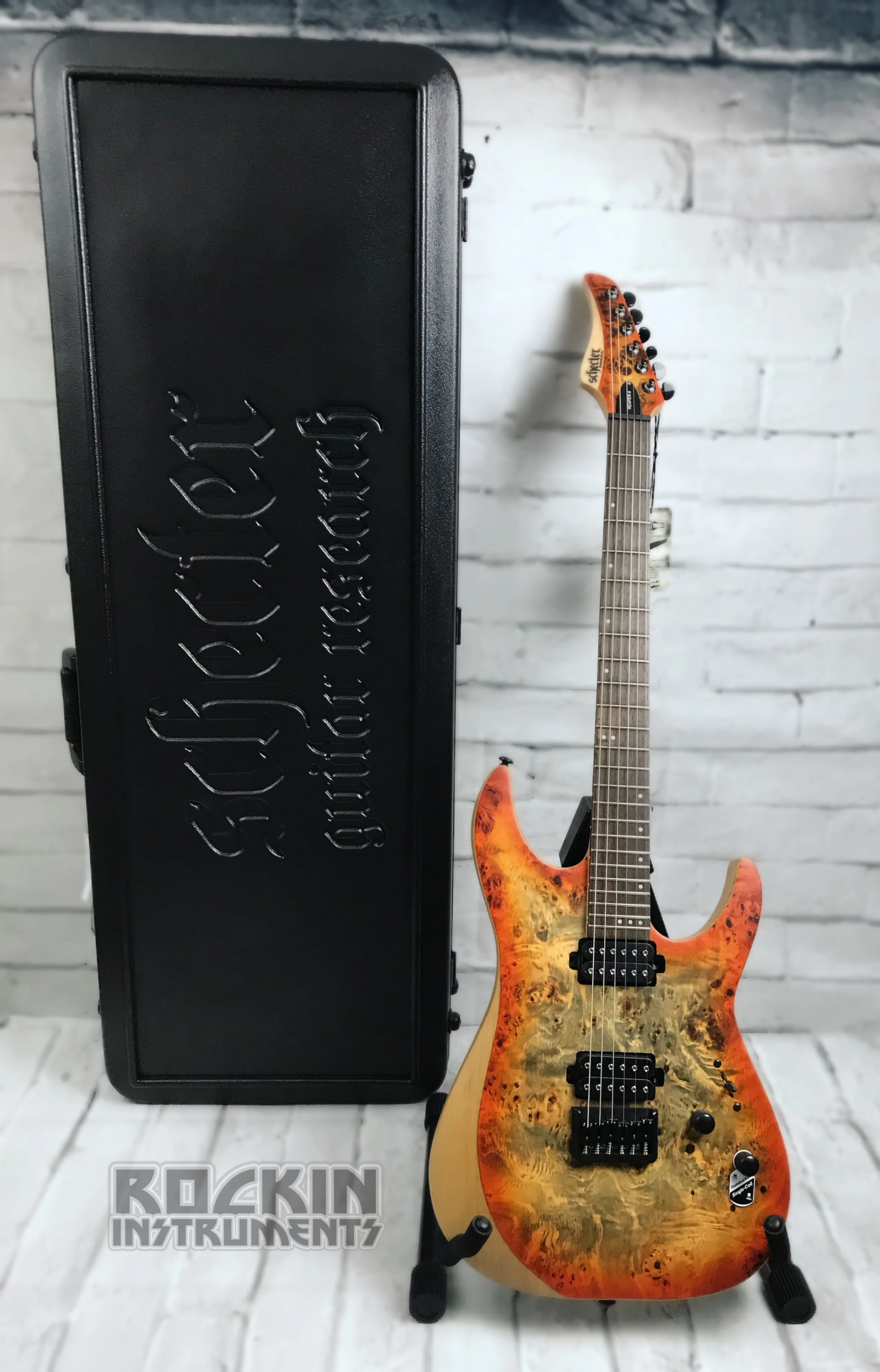 Schecter Reaper-6 Electric Guitar Bundle With Schecter SGR-1C Hardshell Case, Inferno Burst