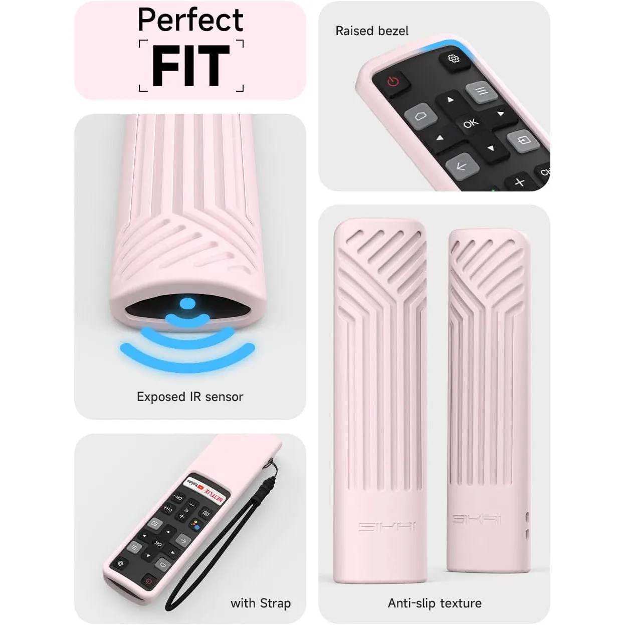 SIKAI silicone case compatible with TCL RC802V remote control, remote control for TCL EP680 S434 S334 S330 S430 Series Android HDR TV Remote Cover