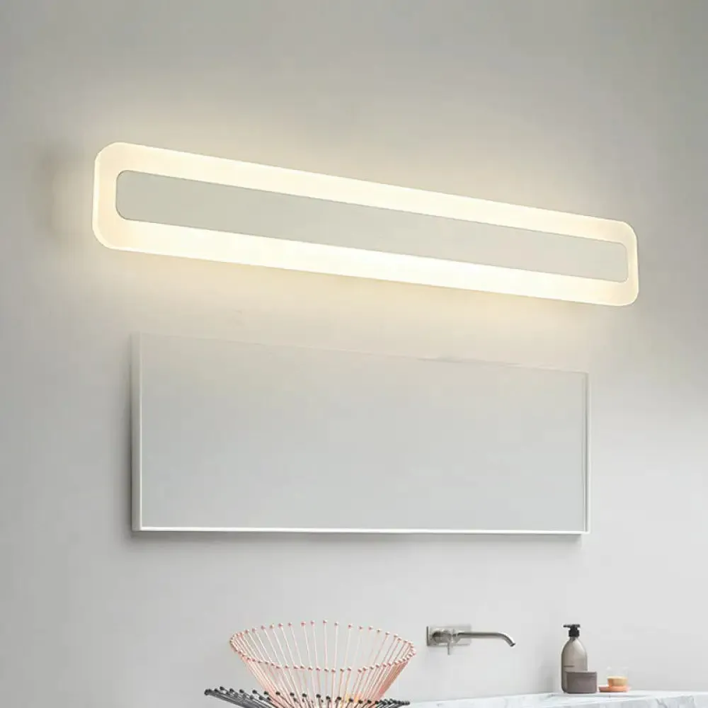 Simplicity Acrylic LED Vanity Light: Rectangular Wall Sconce for White Bathroom Lighting