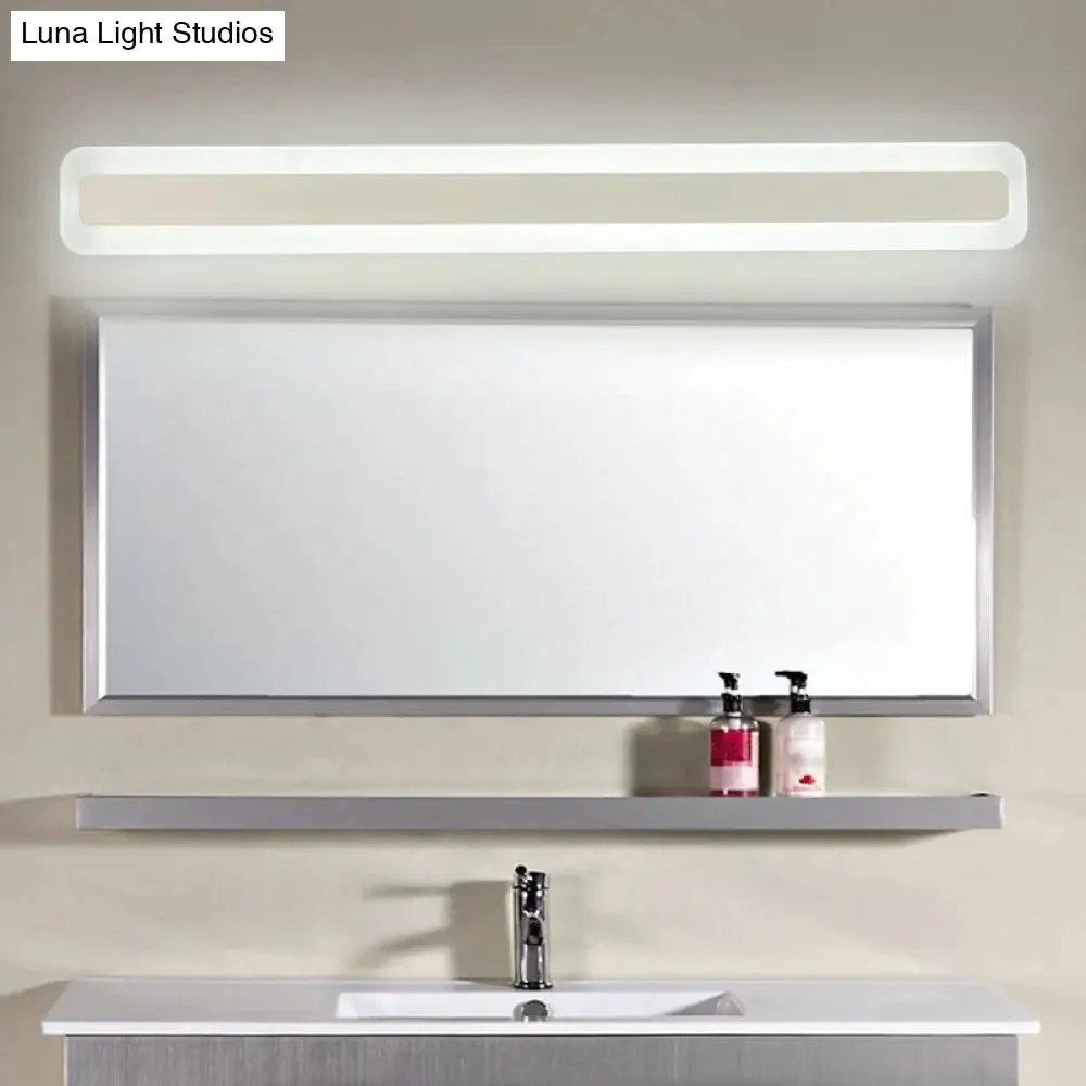 Simplicity Acrylic LED Vanity Light: Rectangular Wall Sconce for White Bathroom Lighting
