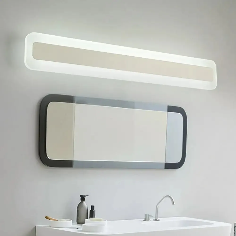 Simplicity Acrylic LED Vanity Light: Rectangular Wall Sconce for White Bathroom Lighting