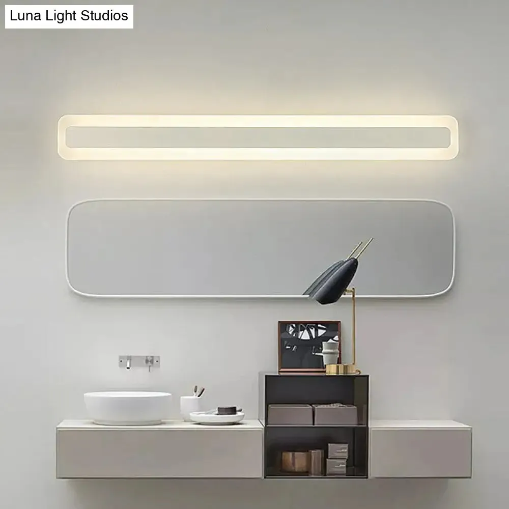Simplicity Acrylic LED Vanity Light: Rectangular Wall Sconce for White Bathroom Lighting