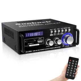 Small Stereo Amplifier, Stereo Receivers for Home Audio, Max 300Wx2 Power Amplifier, Bluetooth Amplifier with Usb/Sd/Rca/Remote, Home Stereo System Components, Receiver for Speakers, AS-25BU