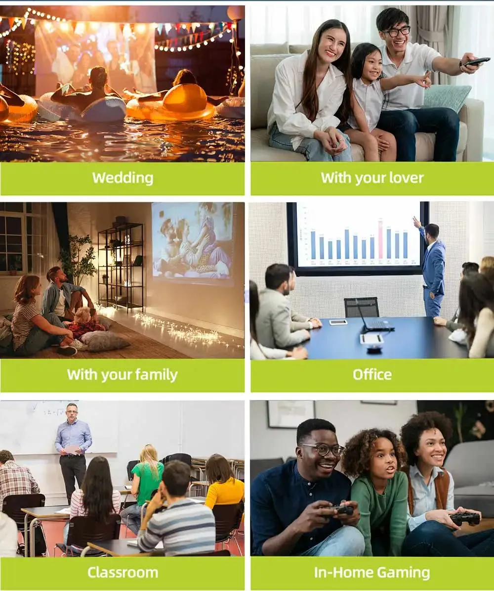 Smart Android Projector 250ANSI Lumens | |1080P Portable Outdoor Movie Projector 4K Supported