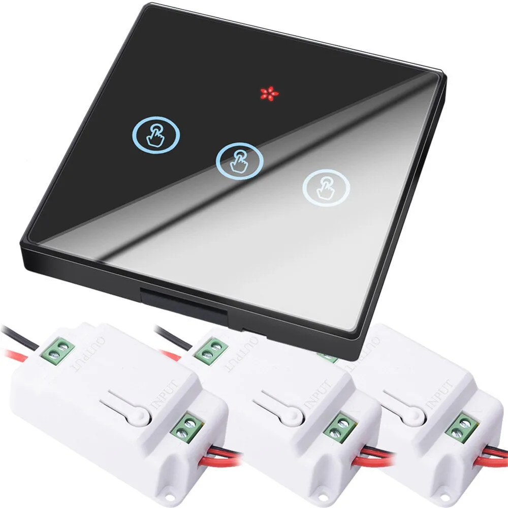 SMATRUL smart Wireless touch Switch Light RF Remote Control Glass Screen 1 2 3 gang Wall Panel button 110V 220 Receiver led Lamp