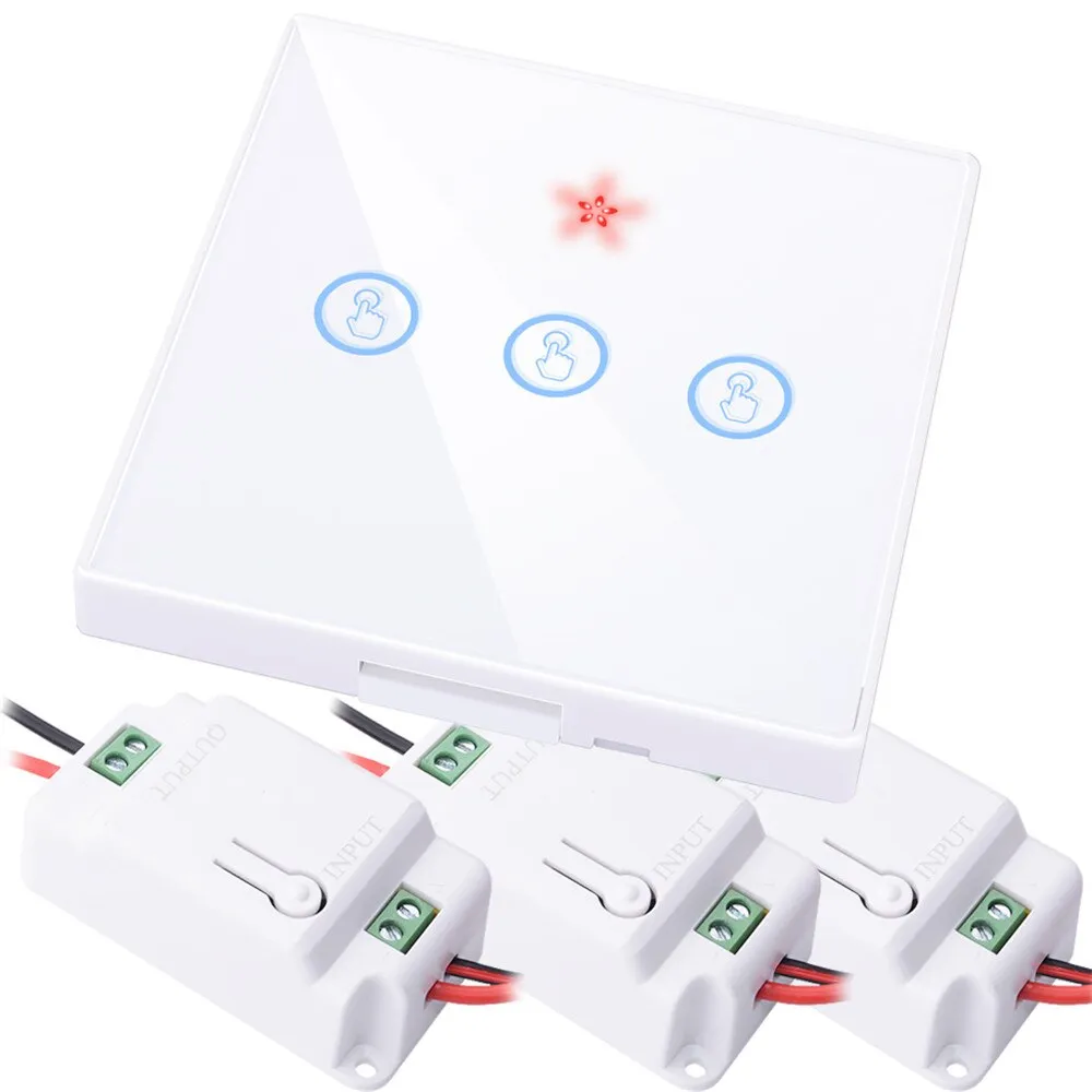 SMATRUL smart Wireless touch Switch Light RF Remote Control Glass Screen 1 2 3 gang Wall Panel button 110V 220 Receiver led Lamp