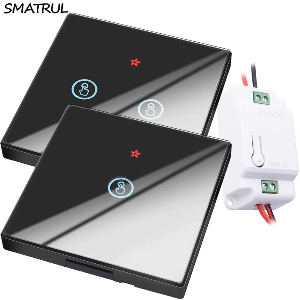 SMATRUL smart Wireless touch Switch Light RF Remote Control Glass Screen 1 2 3 gang Wall Panel button 110V 220 Receiver led Lamp