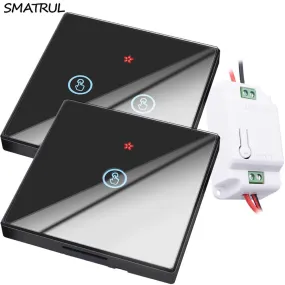SMATRUL smart Wireless touch Switch Light RF Remote Control Glass Screen 1 2 3 gang Wall Panel button 110V 220 Receiver led Lamp