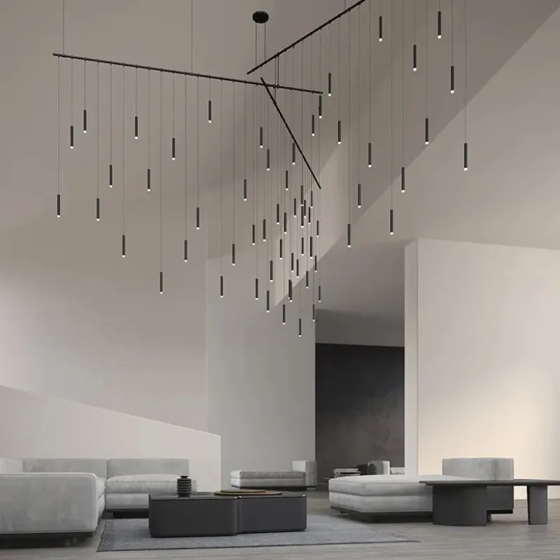 Sonneman SLS1149 Suspenders 13-ft Freeform Tri-Bar with Monoline Thin Cylinder Luminaires