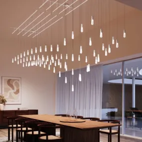 Sonneman SLS4237 Suspenders 48" x 96" Parallels with Height Adjustable Etched Teardrop Luminaires