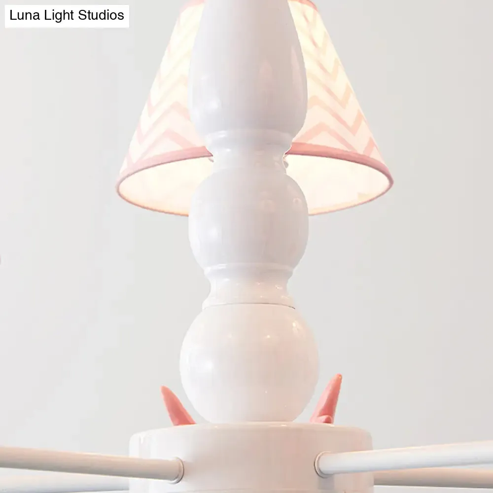Swan Fabric Hanging Pendant Light Fixture with Zig Zag Design - Modern 5-Light Solution for Living Room