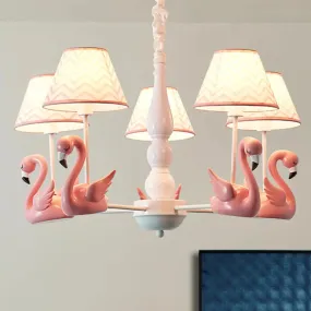 Swan Fabric Hanging Pendant Light Fixture with Zig Zag Design - Modern 5-Light Solution for Living Room