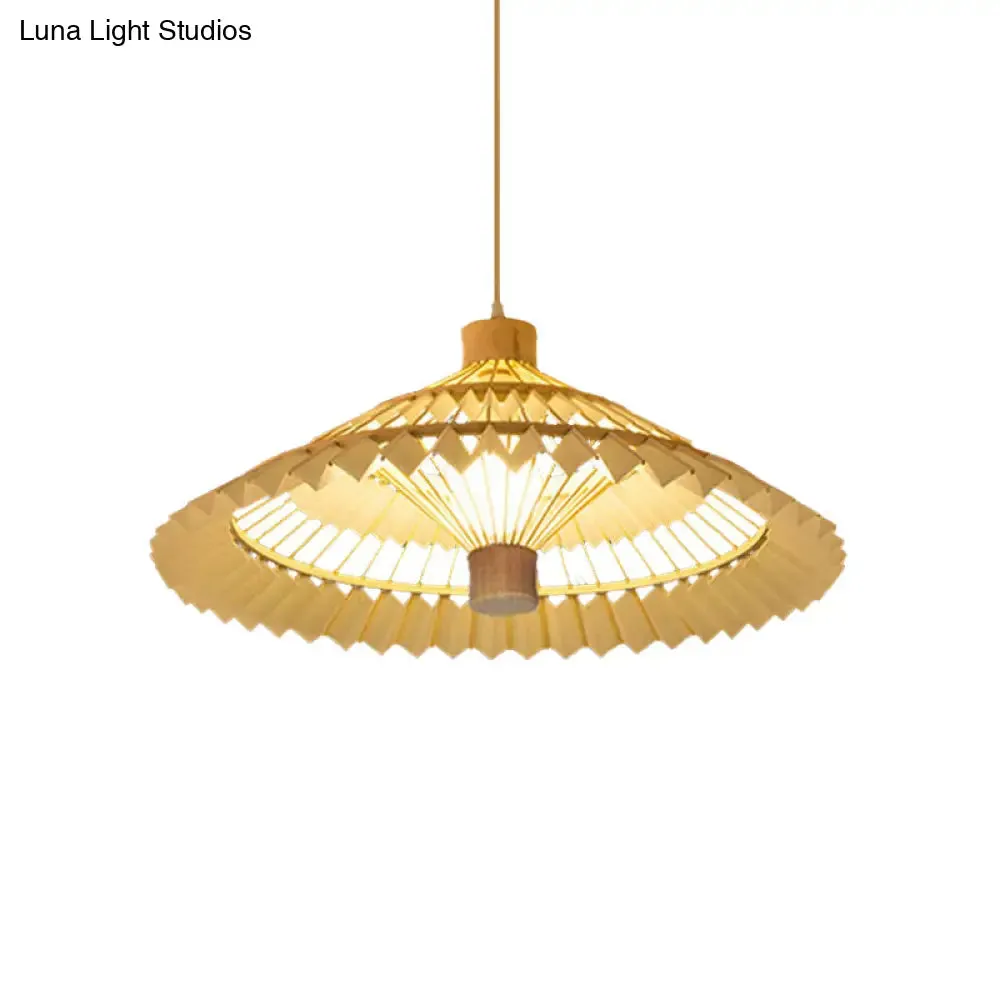 Tapered Bamboo Pendant Light - 1 Bulb, 19.5"/23.5" Wide, Beige Hanging Lamp Kit