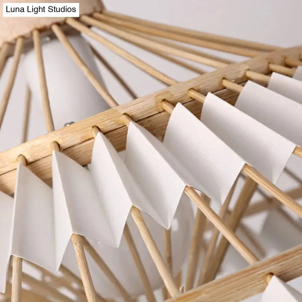 Tapered Bamboo Pendant Light - 1 Bulb, 19.5"/23.5" Wide, Beige Hanging Lamp Kit