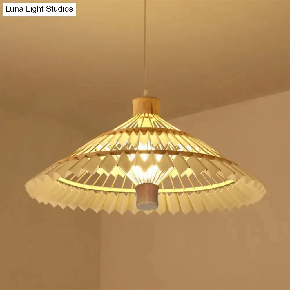 Tapered Bamboo Pendant Light - 1 Bulb, 19.5"/23.5" Wide, Beige Hanging Lamp Kit