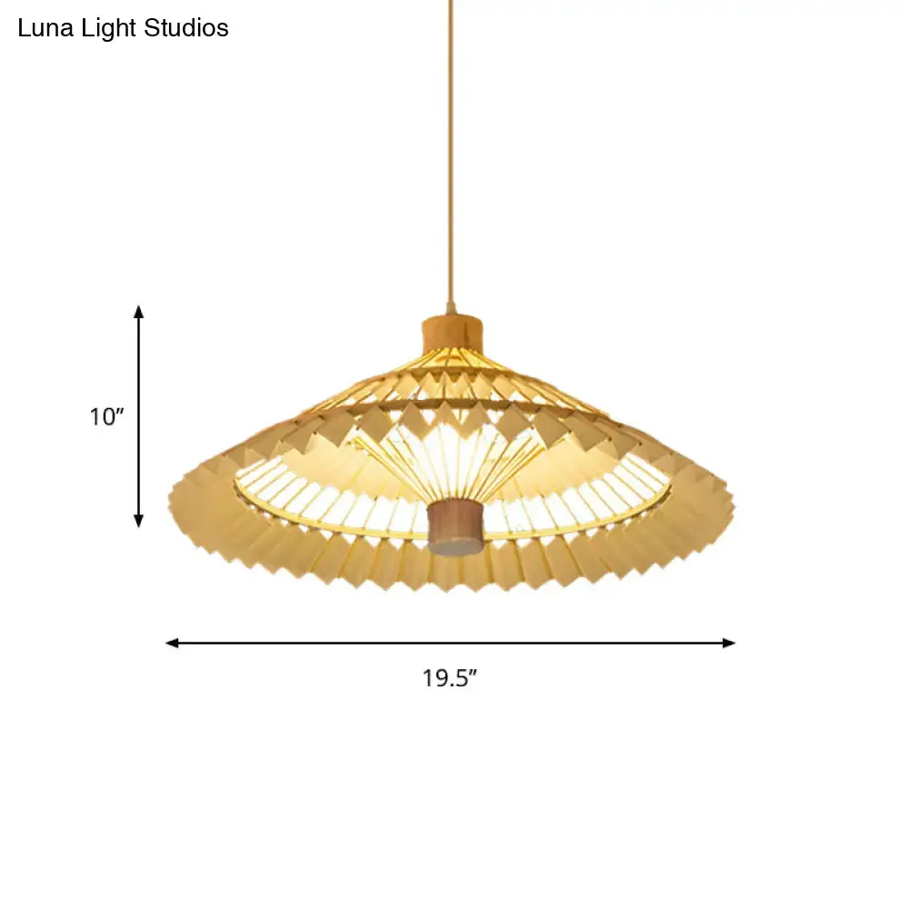 Tapered Bamboo Pendant Light - 1 Bulb, 19.5"/23.5" Wide, Beige Hanging Lamp Kit