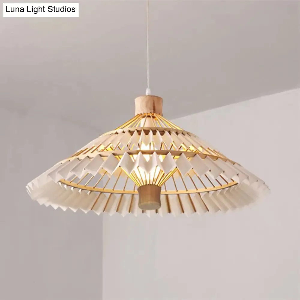 Tapered Bamboo Pendant Light - 1 Bulb, 19.5"/23.5" Wide, Beige Hanging Lamp Kit