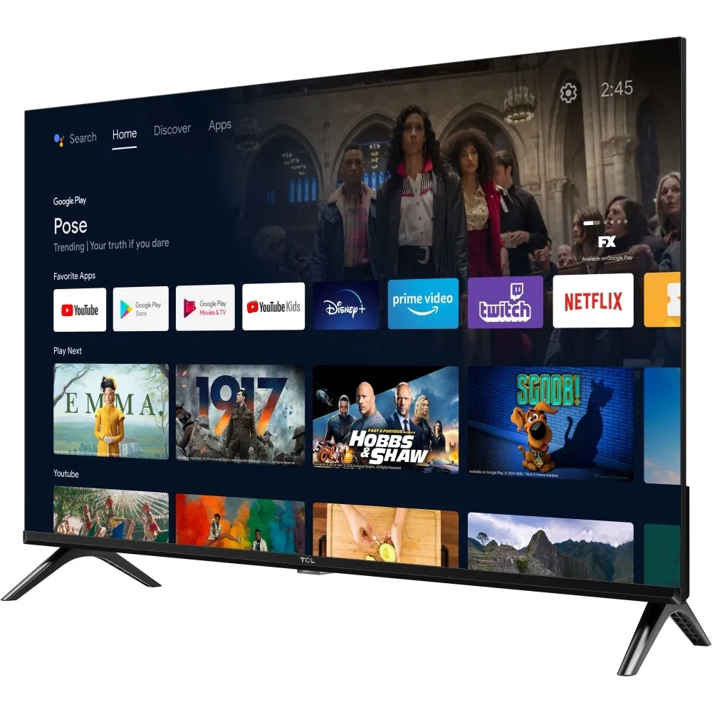 TCL 32S5400AFK 32 Inch S54K Frameless Full HD HDR Smart Android TV 2024