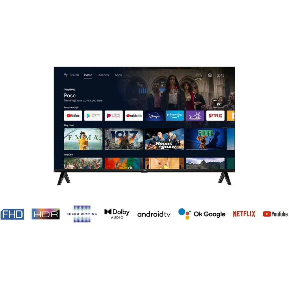 TCL 32S5400AFK 32 Inch S54K Frameless Full HD HDR Smart Android TV 2024