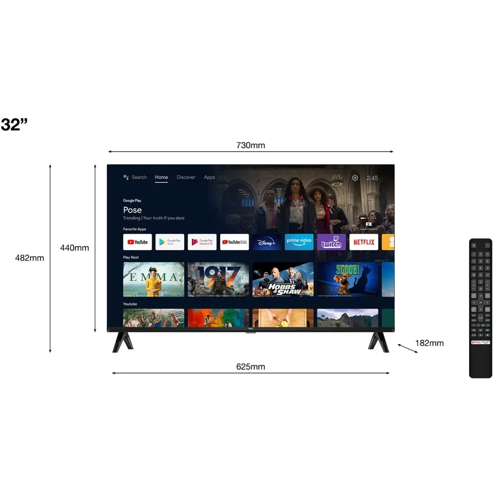 TCL 32S5400AFK 32 Inch S54K Frameless Full HD HDR Smart Android TV 2024