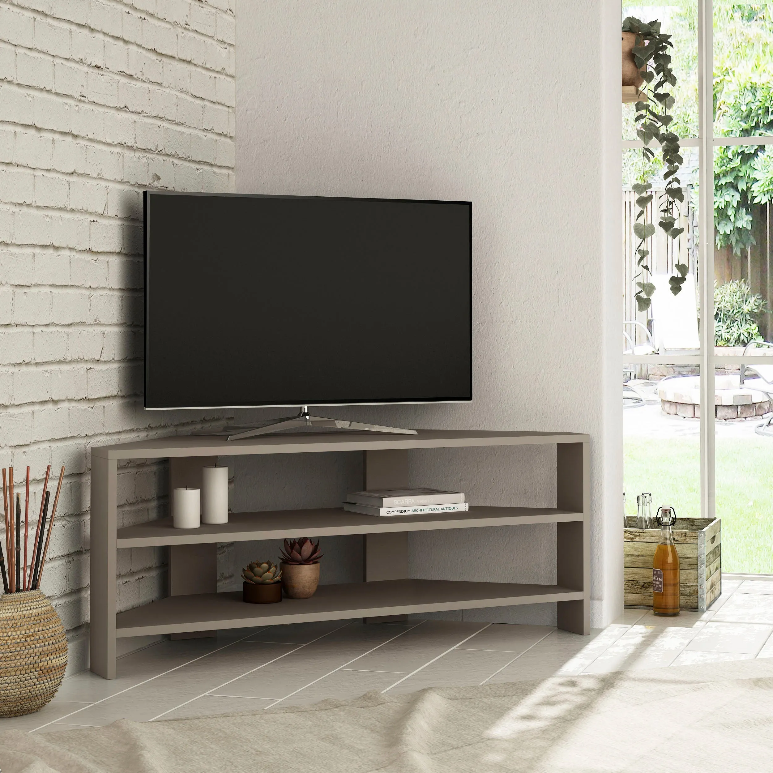 Thales Corner Modern TV Stand Multimedia Centre Corner 110cm
