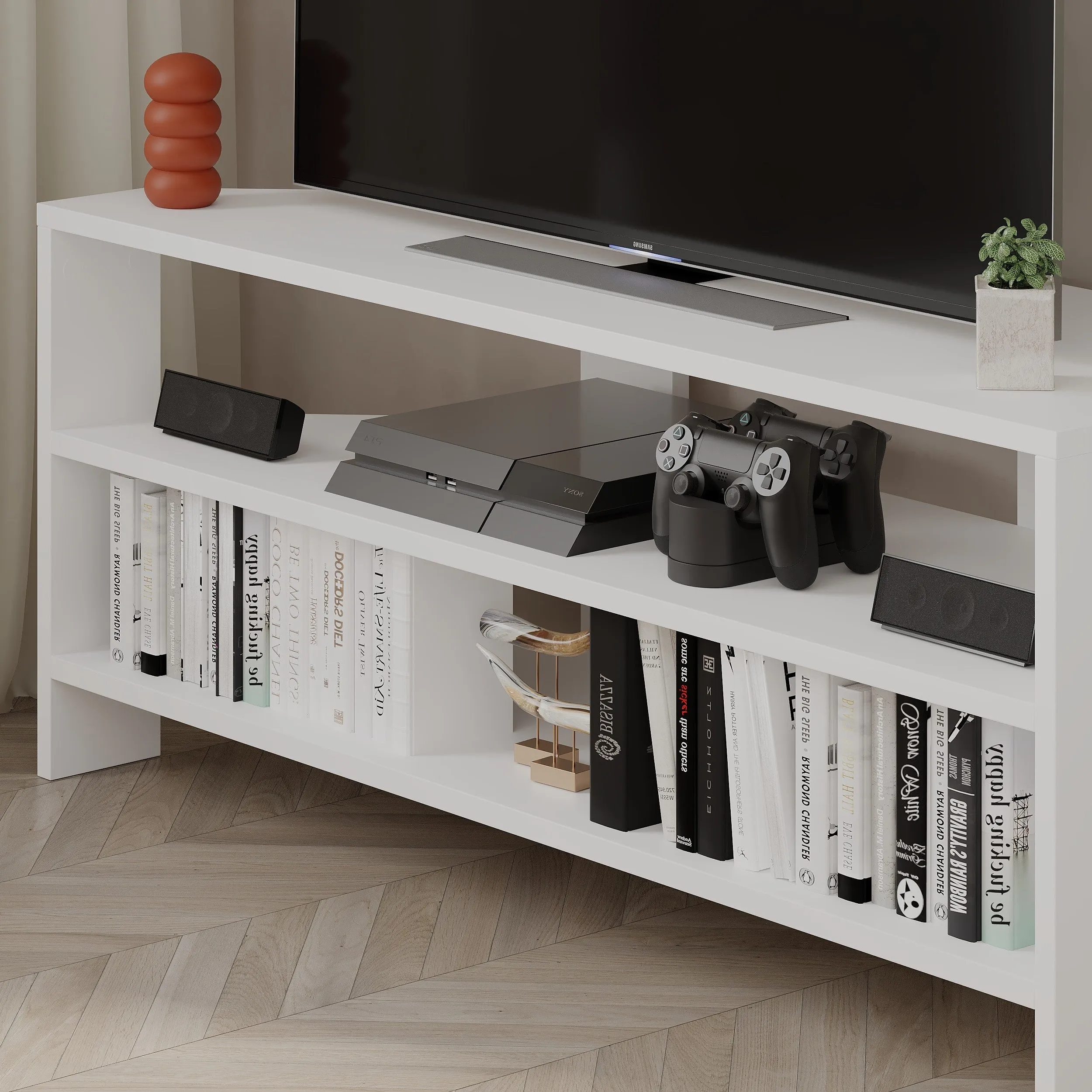 Thales Corner Modern TV Stand Multimedia Centre Corner 110cm
