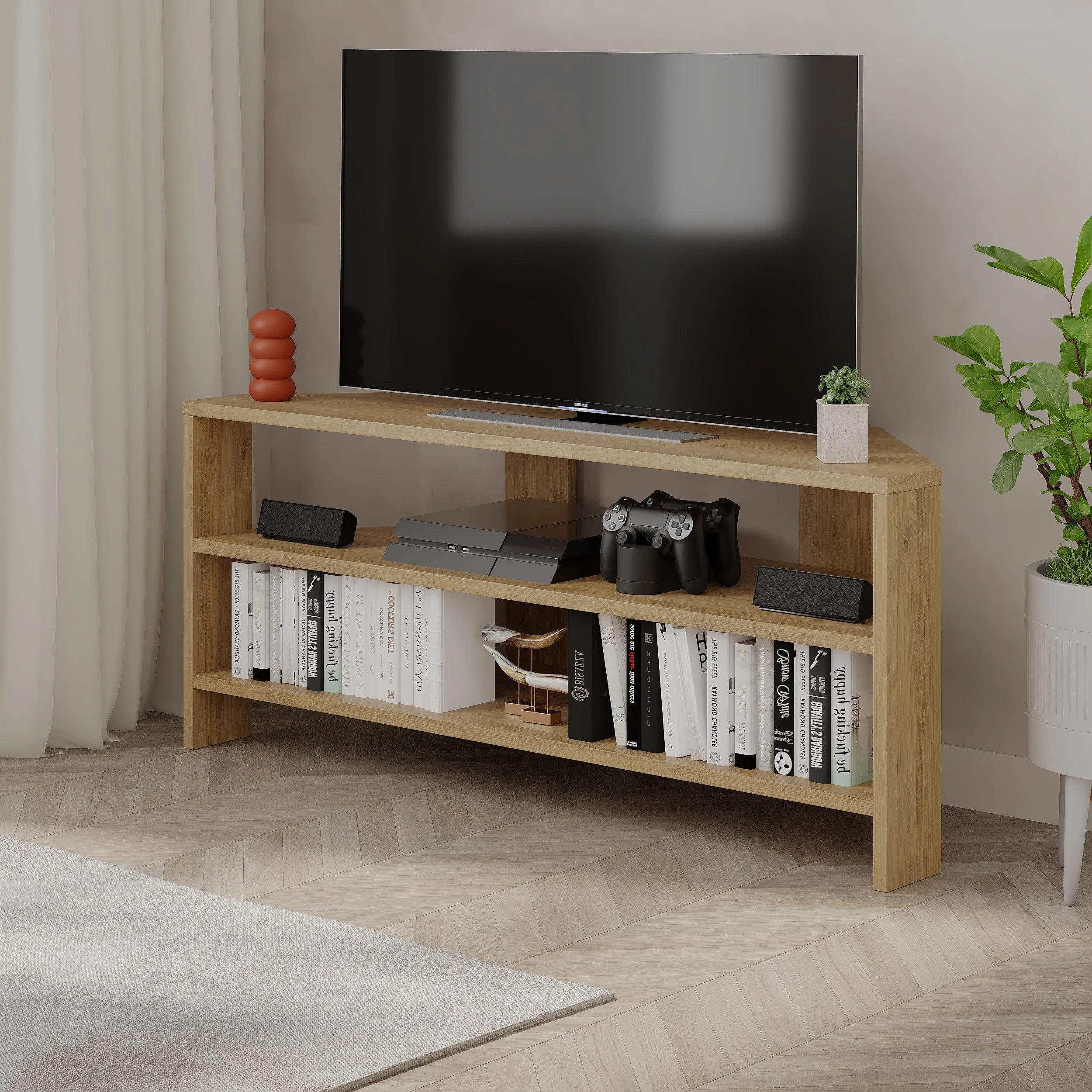 Thales Corner Modern TV Stand Multimedia Centre Corner 110cm