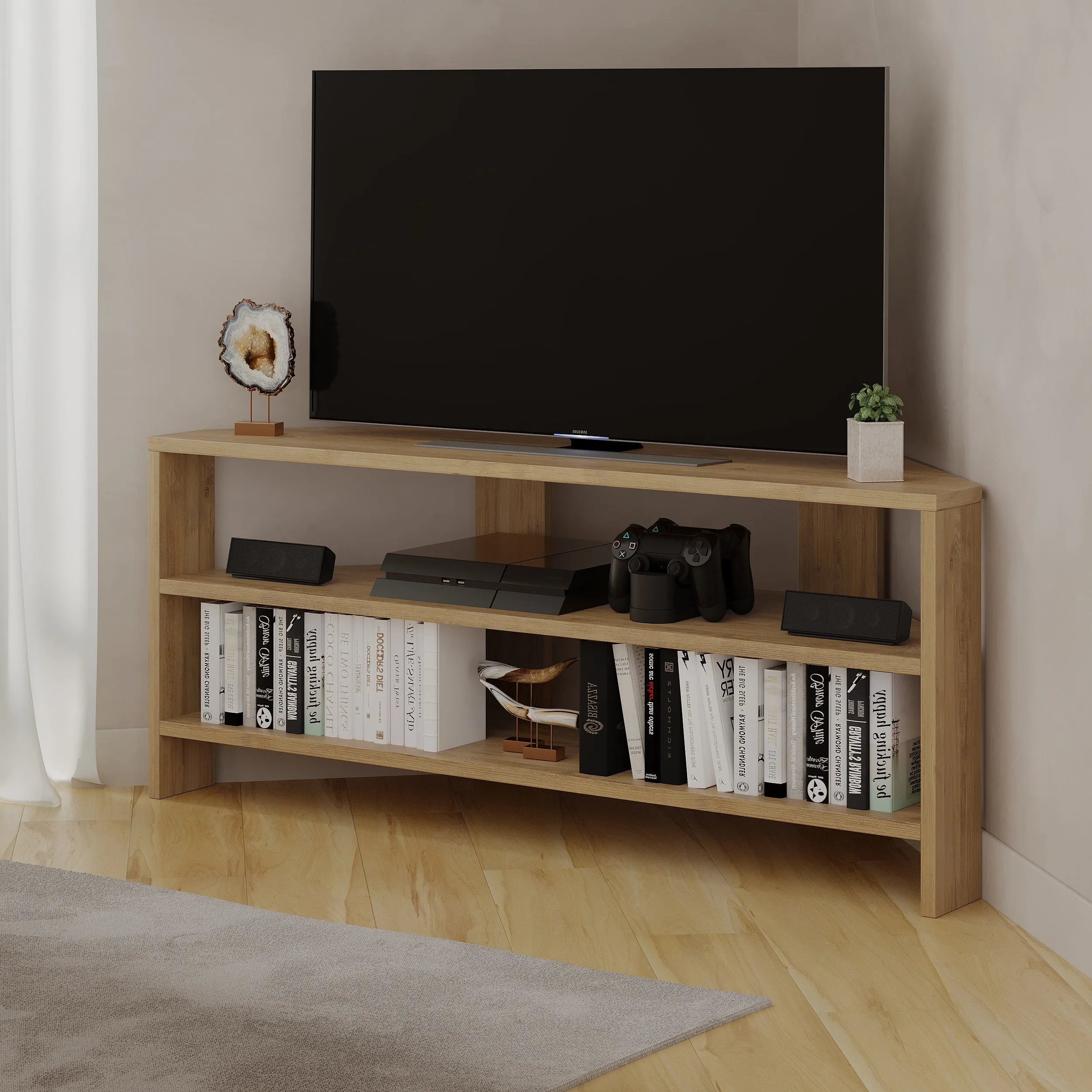 Thales Corner Modern TV Stand Multimedia Centre Corner 110cm