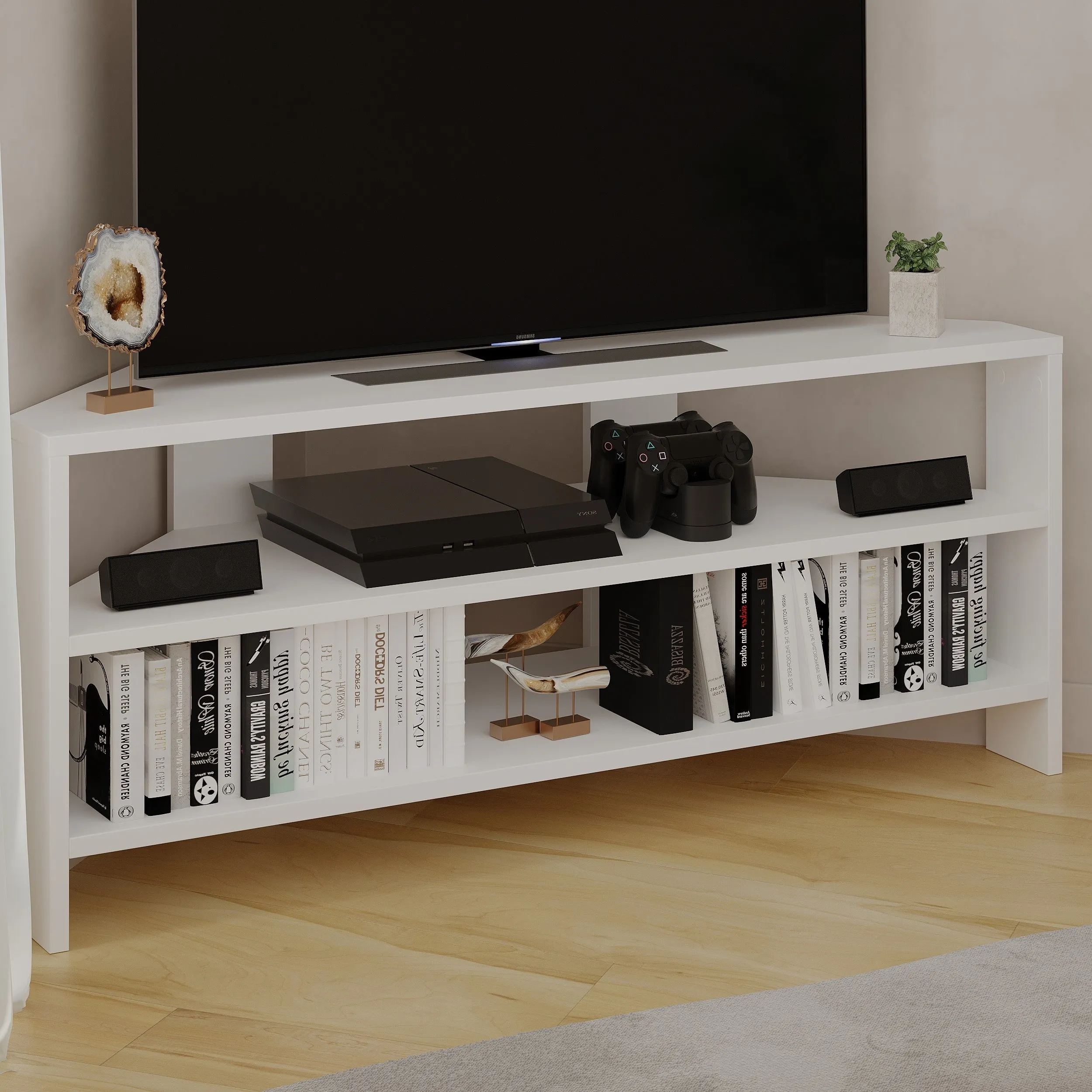 Thales Corner Modern TV Stand Multimedia Centre Corner 110cm