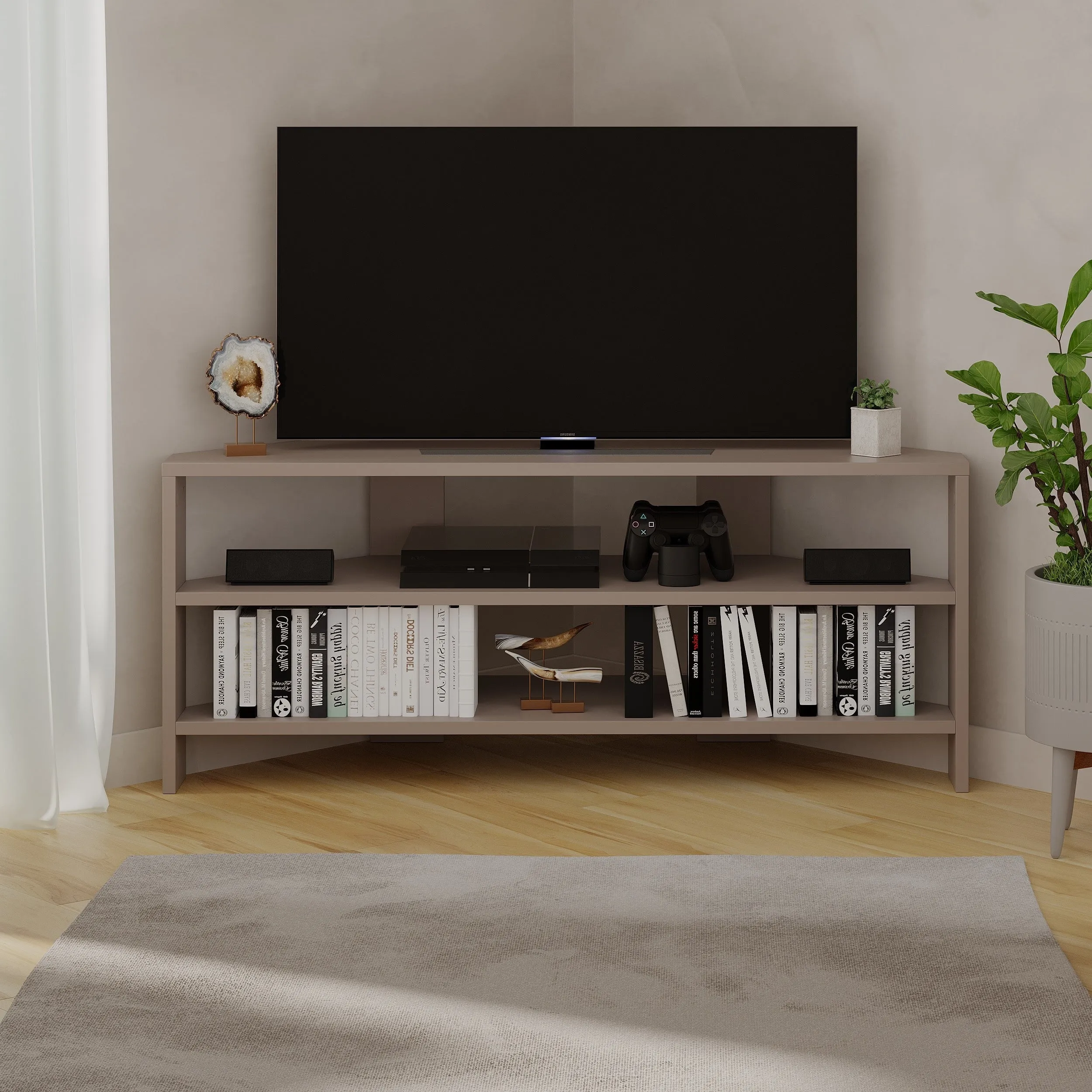 Thales Corner Modern TV Stand Multimedia Centre Corner 110cm