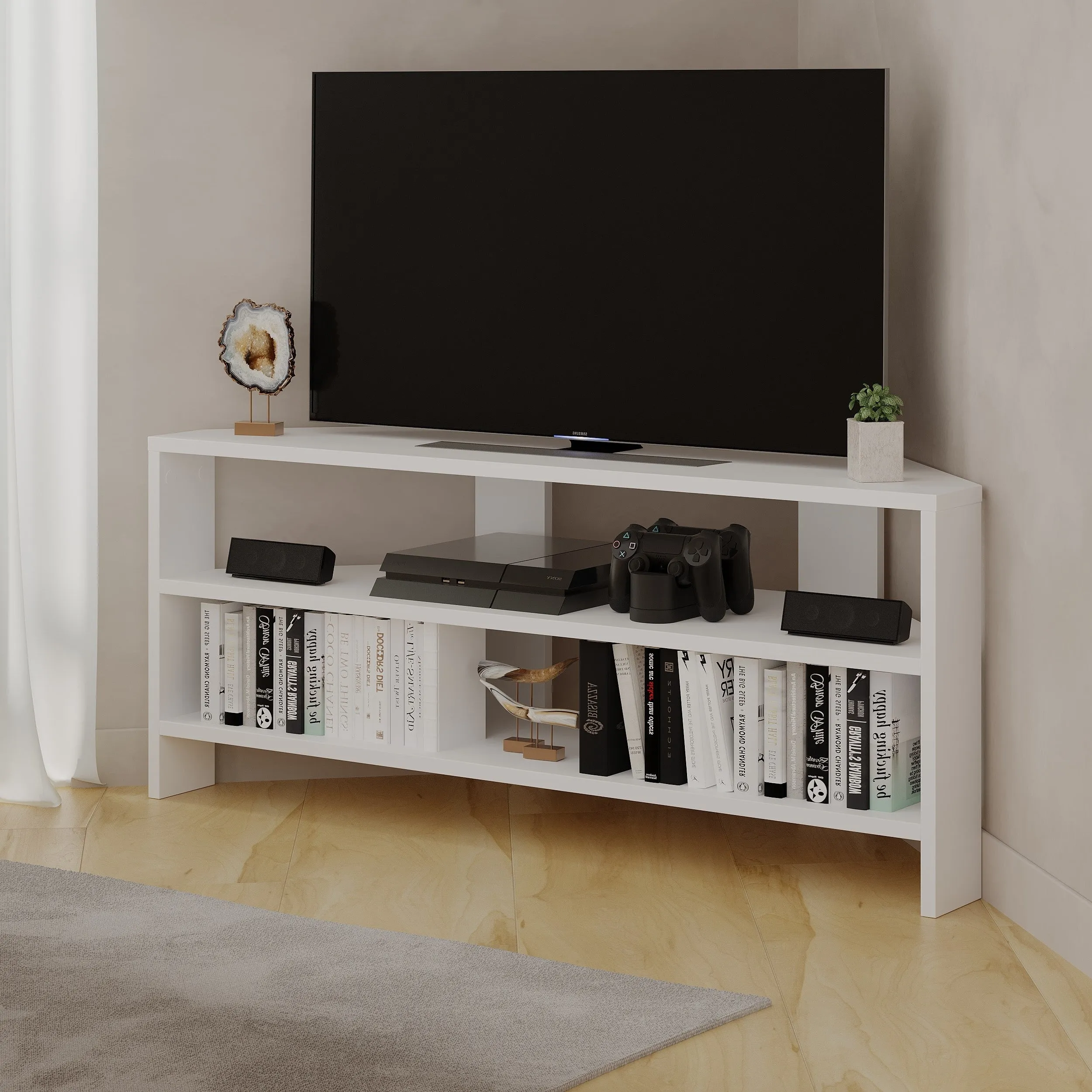 Thales Corner Modern TV Stand Multimedia Centre Corner 110cm