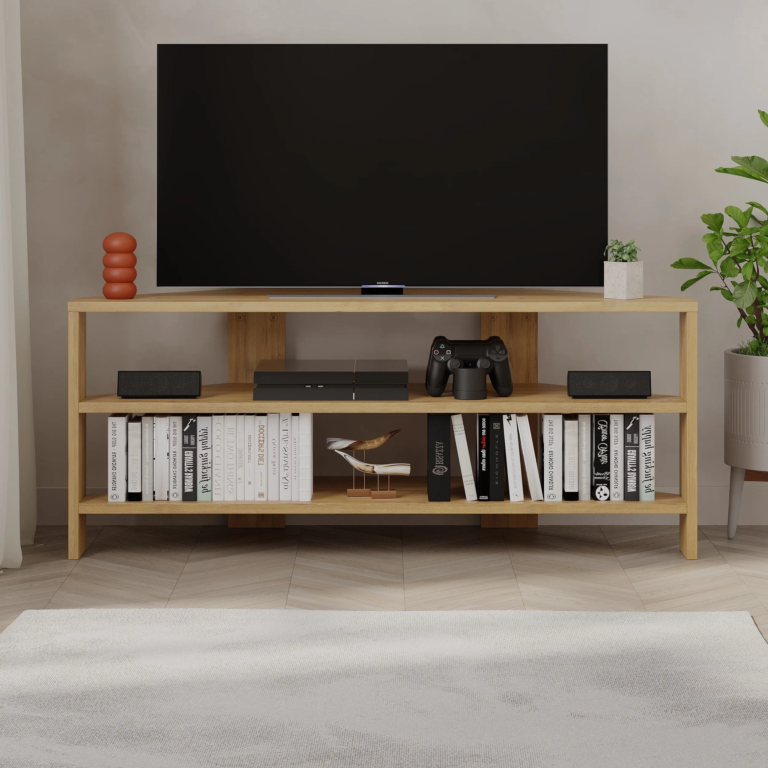Thales Corner Modern TV Stand Multimedia Centre Corner 110cm