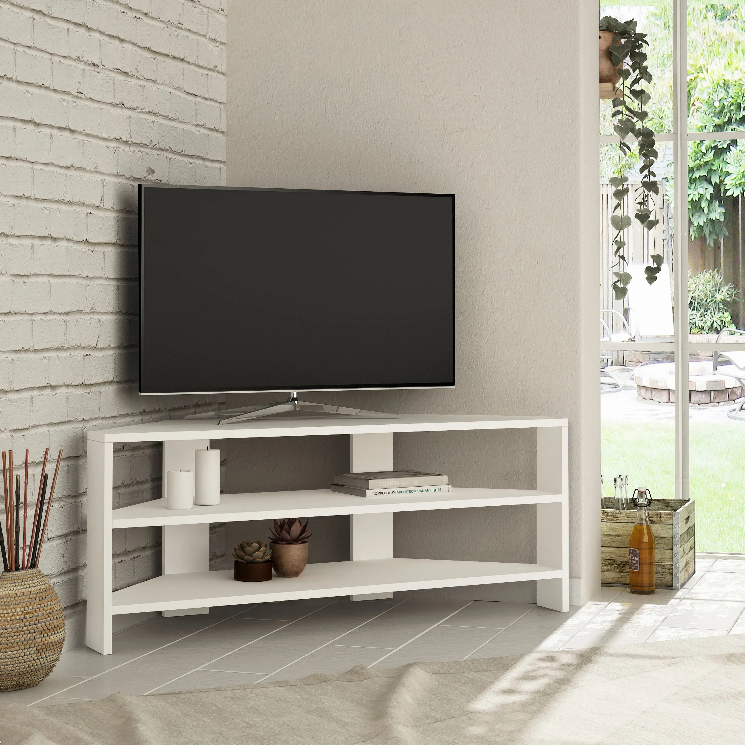 Thales Corner Modern TV Stand Multimedia Centre Corner 110cm